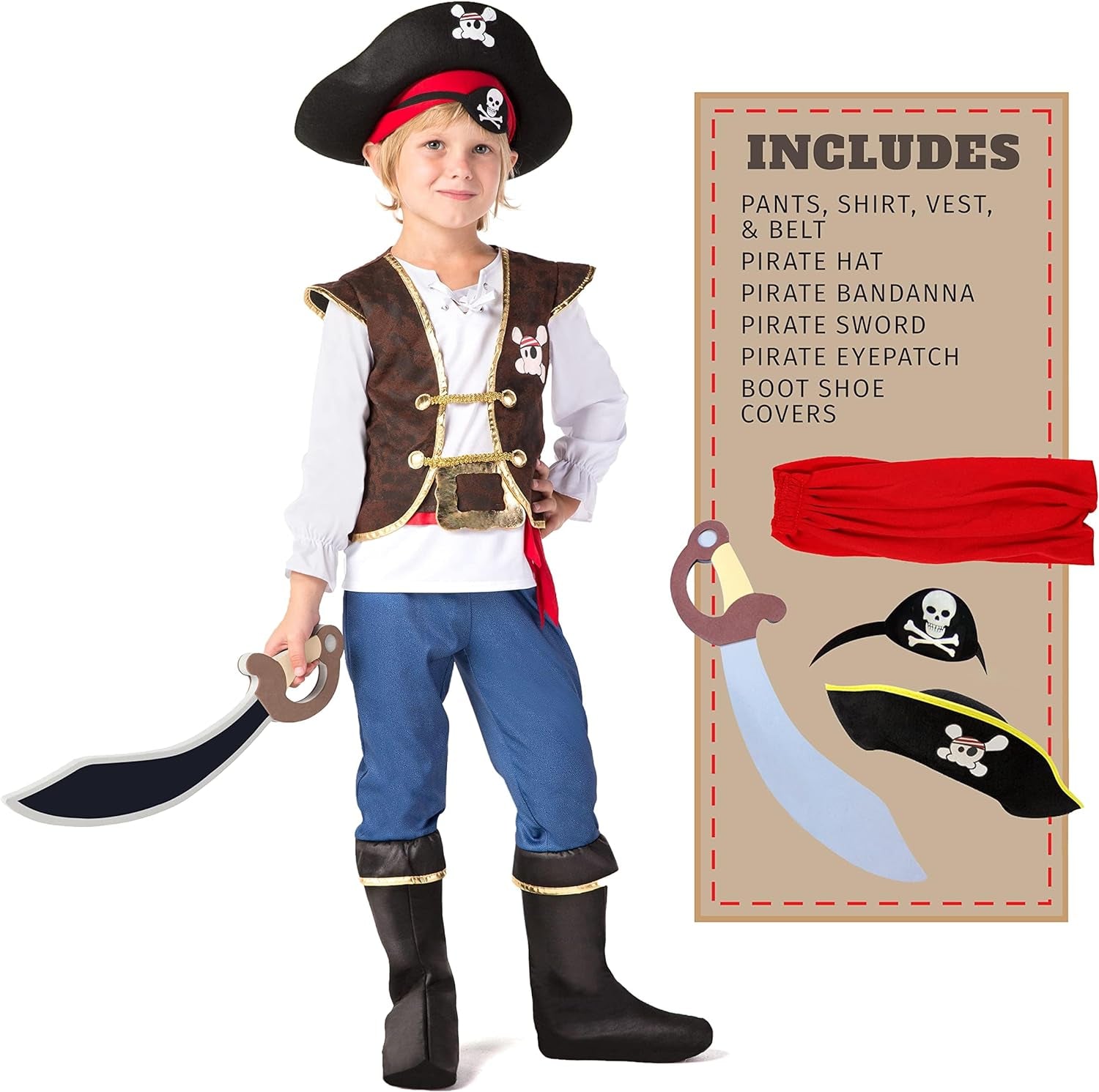 Boys Pirate Costume for Kids Deluxe Costume Set