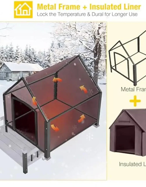 Load image into Gallery viewer, Waterproof Insulated Dog House Outdoor Kennel Small to Large Dogs Warm Pet Shelter with Efficient Insulation Liner Off-Ground
