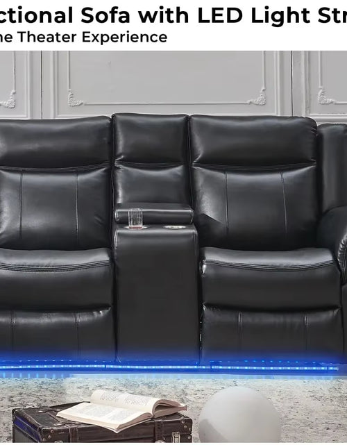 Load image into Gallery viewer, Recliner，Manual Recliner Sofa Sectional Couches with LED Light for Living Room, Leather Reclining Corner Sectionals Sofa
