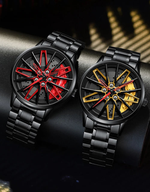 Load image into Gallery viewer, Original 3D Real Man Watches Waterproof Rotate Watches Car Rim Watch Quartz Men&#39;S Sports 360° Rotate Wheel Watches for Men Clock
