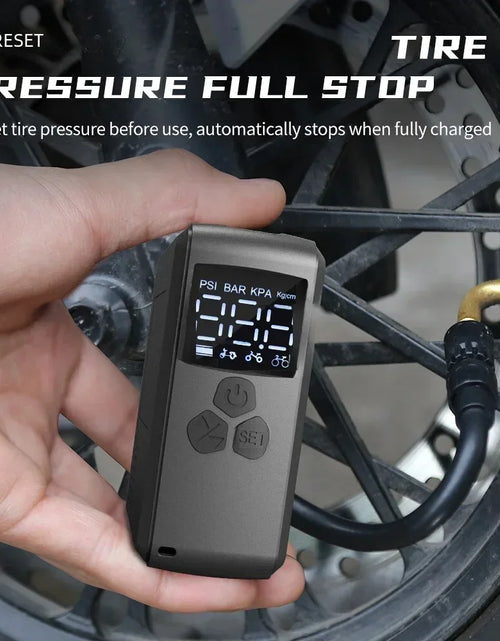 Load image into Gallery viewer, TANKE Mini Electric Bike Pump 150PSI Powerful Air Compressor Pressure Display Car Motocycle MTB Road Bike Tire Inflator with LCD
