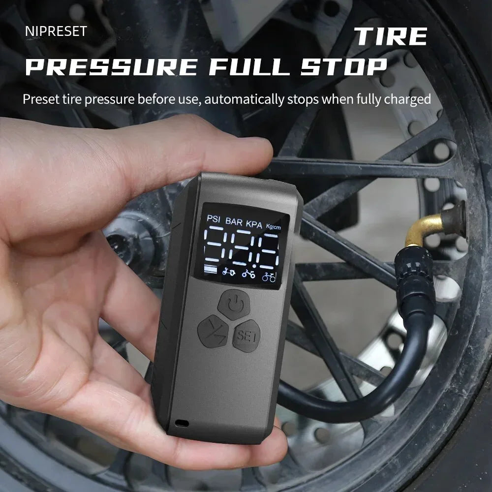 TANKE Mini Electric Bike Pump 150PSI Powerful Air Compressor Pressure Display Car Motocycle MTB Road Bike Tire Inflator with LCD