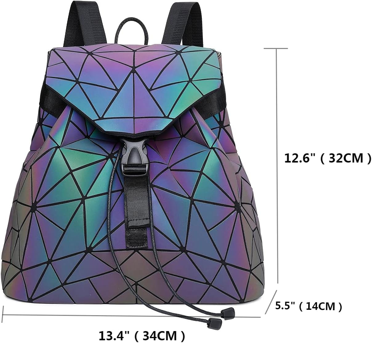 Women Geometric Luminous Backpack Handbag Fashion Shoulder Bag Lingge Flash Travel Rucksack