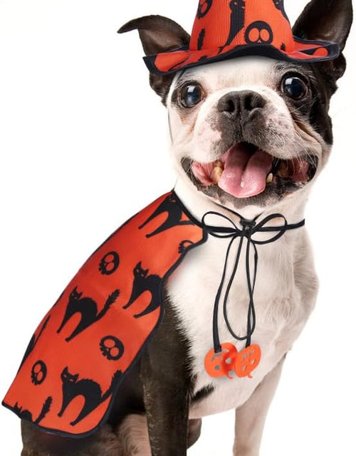 Load image into Gallery viewer, Dog Halloween Costumes - Pet Wizard Costume Cape with Witch Hat Puppy Cat Halloween Apparels Outfits
