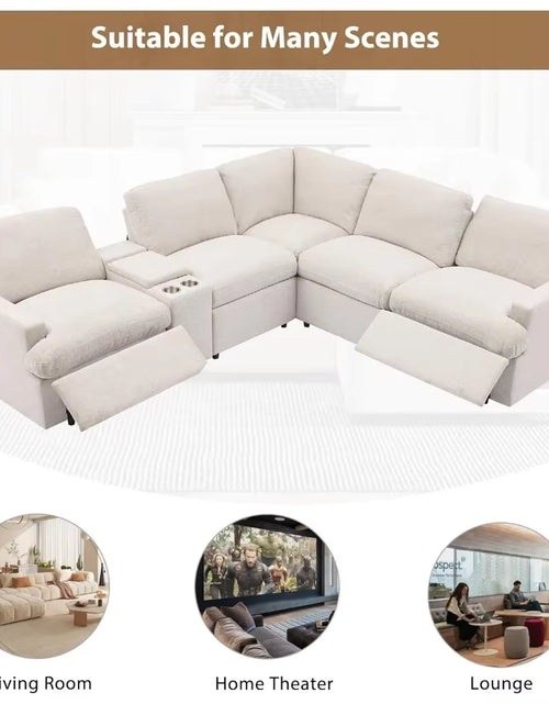 Load image into Gallery viewer, Recliner，Power Recliner Corner Sofa with Storage Box, 104&#39;&#39; Sectional Couches with USB Ports, Cup Holders and Power Socket,
