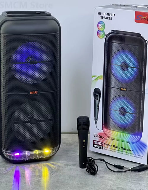 Load image into Gallery viewer, Peak Power 1200W Super Large Outdoor Bluetooth Speaker 6 Inch Double Horn Subwoofer Portable Wireless Column Bass Sound with Mic
