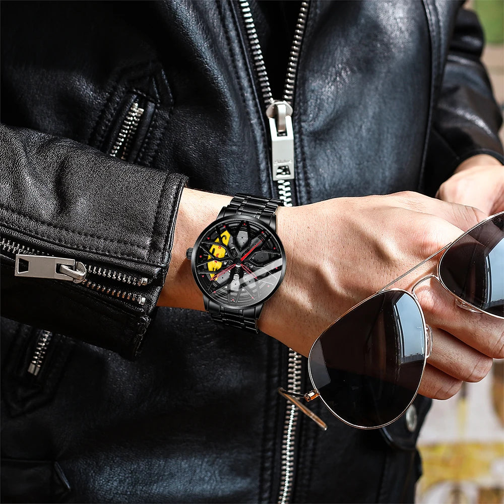 Original Wheel Rim Hub Watches Men Super Car Rim Hub Men Quartz Watch Stainless Steel Waterproof Wholesale Watches for Car AMG