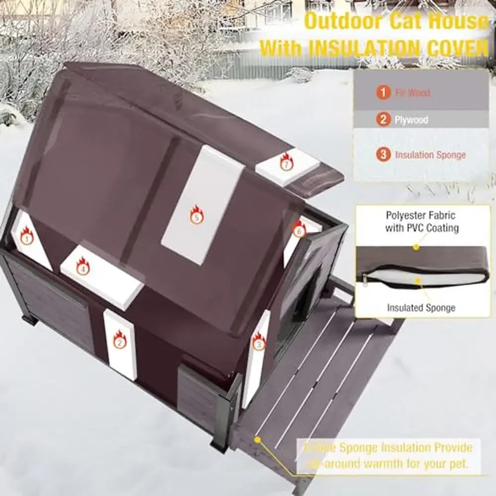 Waterproof Insulated Dog House Outdoor Kennel Small to Large Dogs Warm Pet Shelter with Efficient Insulation Liner Off-Ground