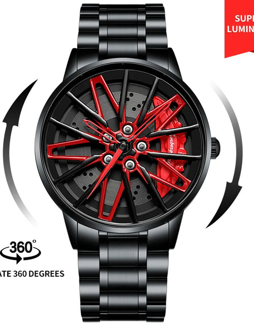 Load image into Gallery viewer, Original 3D Real Man Watches Waterproof Rotate Watches Car Rim Watch Quartz Men&#39;S Sports 360° Rotate Wheel Watches for Men Clock
