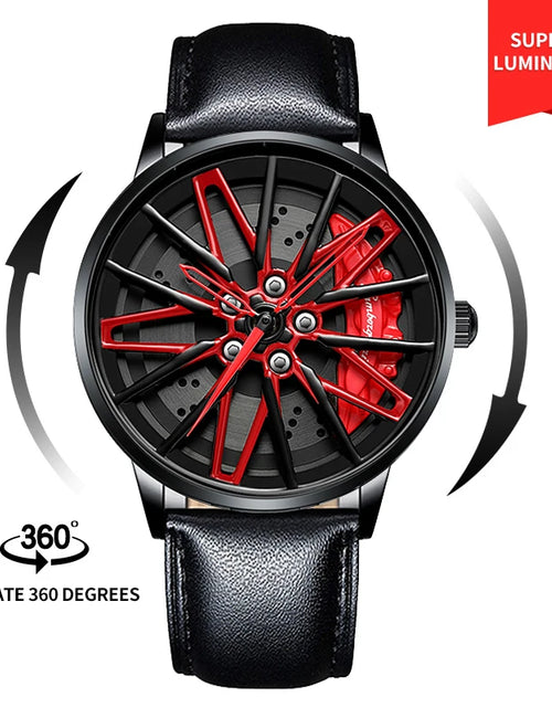 Load image into Gallery viewer, Original 3D Real Man Watches Waterproof Rotate Watches Car Rim Watch Quartz Men&#39;S Sports 360° Rotate Wheel Watches for Men Clock
