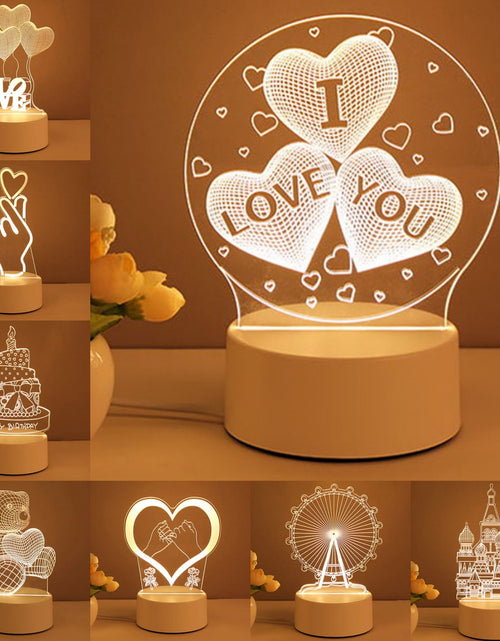 Load image into Gallery viewer, 3D Lamp Acrylic USB LED Night Lights Neon Sign Lamp Xmas Home Decorations for Room Decor Valentines Day Gifts
