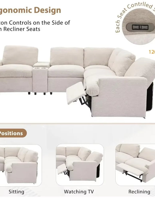 Load image into Gallery viewer, Recliner，Power Recliner Corner Sofa with Storage Box, 104&#39;&#39; Sectional Couches with USB Ports, Cup Holders and Power Socket,
