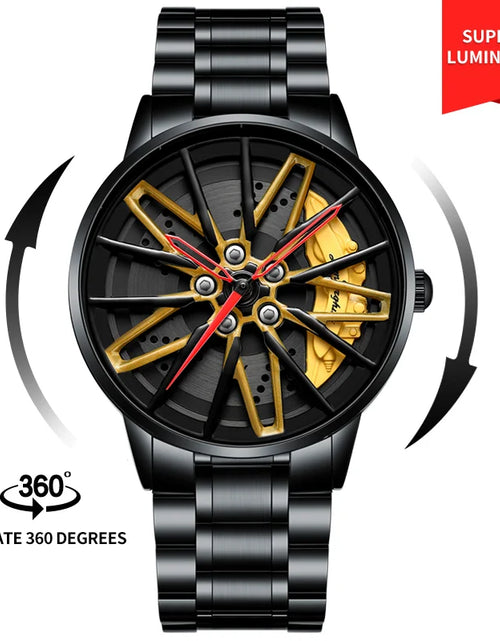 Load image into Gallery viewer, Original 3D Real Man Watches Waterproof Rotate Watches Car Rim Watch Quartz Men&#39;S Sports 360° Rotate Wheel Watches for Men Clock
