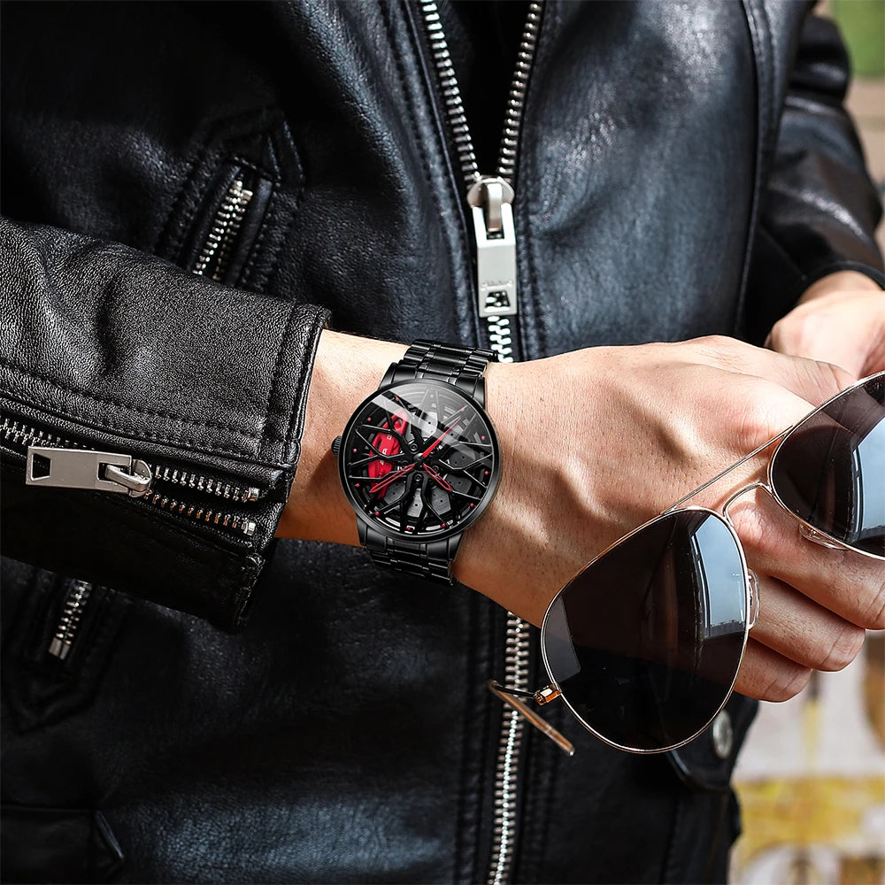 Original Wheel Rim Hub Watches Men Super Car Rim Hub Men Quartz Watch Stainless Steel Waterproof Wholesale Watches for Car AMG