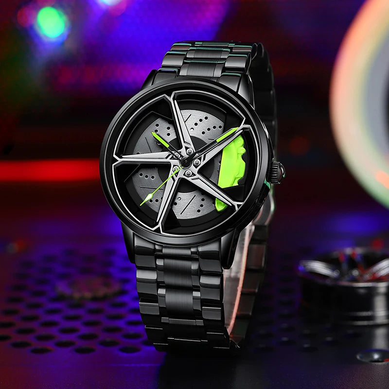 Original 3D Real Man Watches Waterproof Rotate Watches Rim Watch Spinning Men'S Sports 360° Rotate Wheel Watches for Men Clocks