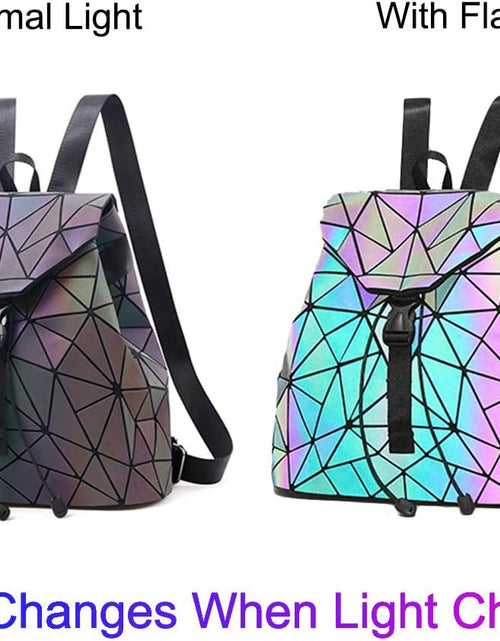 Load image into Gallery viewer, Women Geometric Luminous Backpack Handbag Fashion Shoulder Bag Lingge Flash Travel Rucksack
