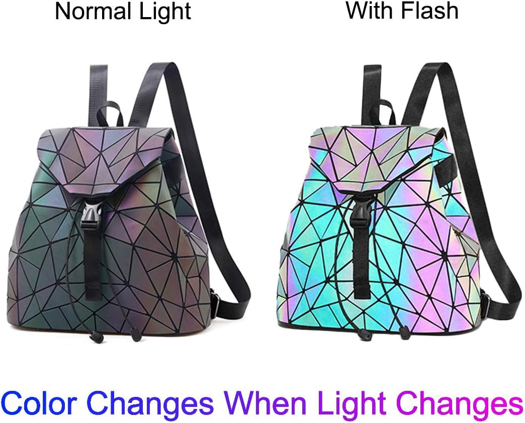 Women Geometric Luminous Backpack Handbag Fashion Shoulder Bag Lingge Flash Travel Rucksack