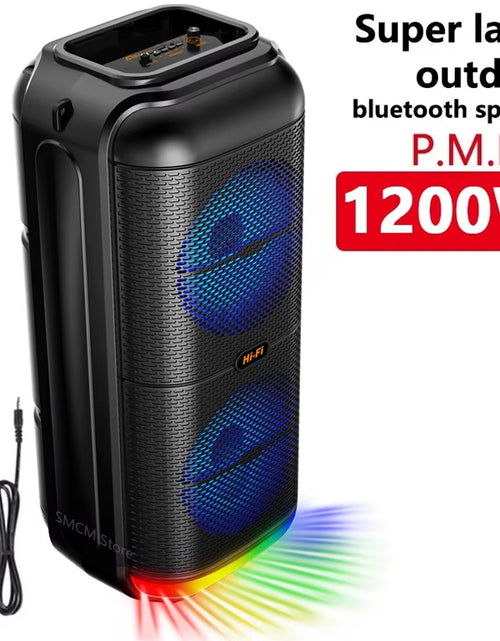 Load image into Gallery viewer, Peak Power 1200W Super Large Outdoor Bluetooth Speaker 6 Inch Double Horn Subwoofer Portable Wireless Column Bass Sound with Mic
