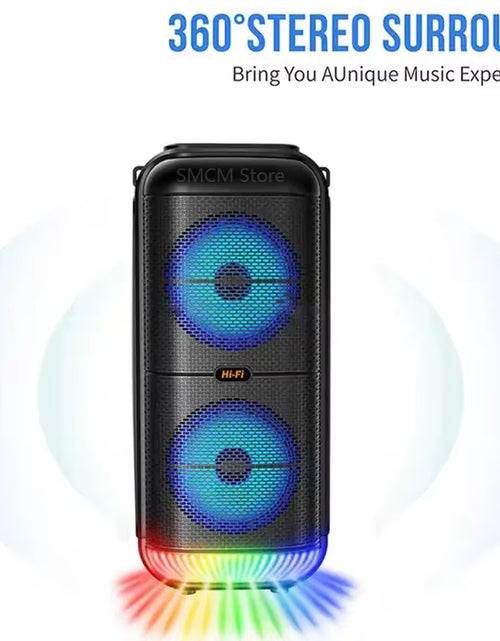 Load image into Gallery viewer, Peak Power 1200W Super Large Outdoor Bluetooth Speaker 6 Inch Double Horn Subwoofer Portable Wireless Column Bass Sound with Mic
