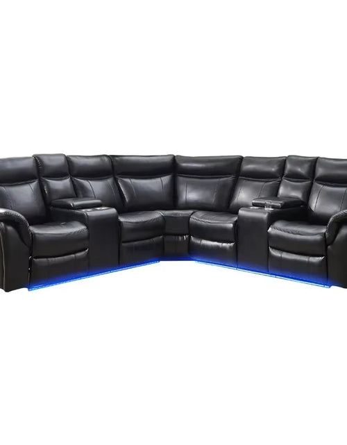 Load image into Gallery viewer, Recliner，Manual Recliner Sofa Sectional Couches with LED Light for Living Room, Leather Reclining Corner Sectionals Sofa
