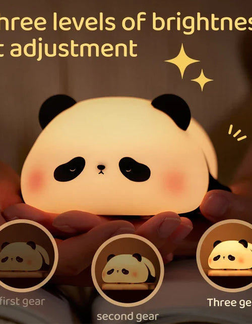 Load image into Gallery viewer, Cute Panda LED Night Light, Silicone Night Light, USB Rechargeable, Touch Night Lamp, Bedroom Timing Lamp Decoration, Children&#39;S
