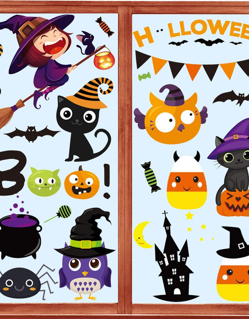 Load image into Gallery viewer, Halloween Window Clings, Halloween Window Decorations Halloween Window Stickers Decals Cute Pumpkin Ghost Halloween Window Decor for Halloween Party Supplies
