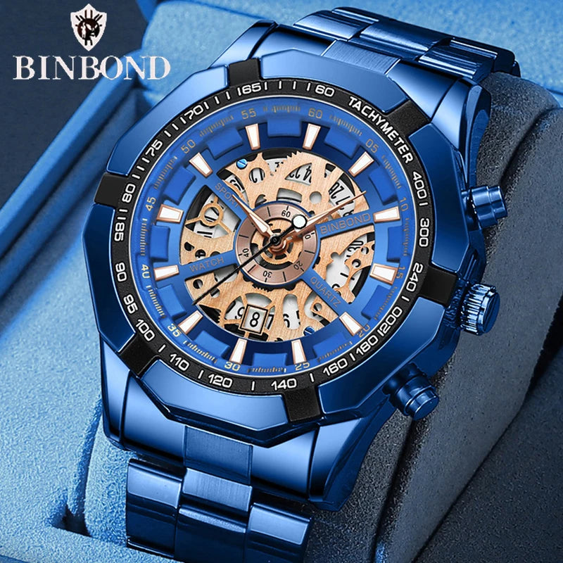 Luxury Hollow Non-Mechanical Business Quartz Men Watches 30M Waterproof Trendy Hollow Design Classics Men Watches S033