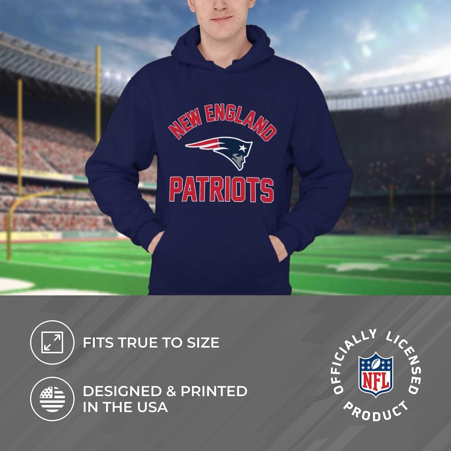 NFL Gameday Adult Hooded Sweatshirt, Pro Football Fleece Hoodie Pullover Sweatshirt