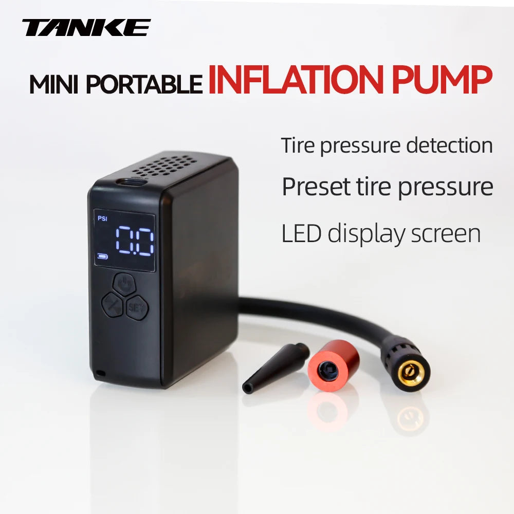 TANKE Mini Electric Bike Pump 150PSI Powerful Air Compressor Pressure Display Car Motocycle MTB Road Bike Tire Inflator with LCD