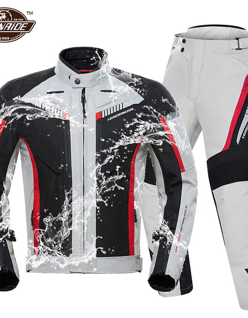 Load image into Gallery viewer, Waterproof Motorcycle Jacket Man Racing Jacket Wearable Motorcycle Pants Moto Clothing with EVA Protection
