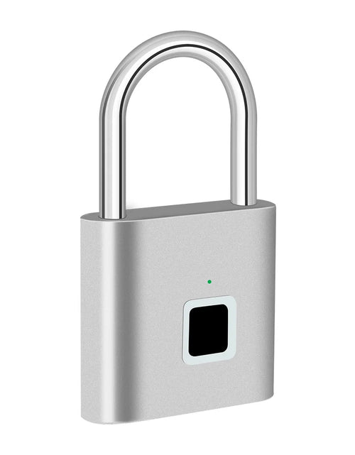 Load image into Gallery viewer, Keyless USB Charging Fingerprint Lock Smart Padlock Waterproof Door Lock 0.2Sec Unlock Portable Anti-Theft Padlock Zinc
