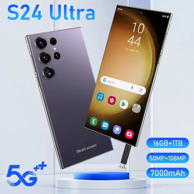 S24 MAX High-End Smartphone Global 4G Edition,7000Mah Ultra Long Battery Life,50Mp Auto Focus 50+108Mp,7.3-Inch HD Screen Android Phone,Built-In Stylus