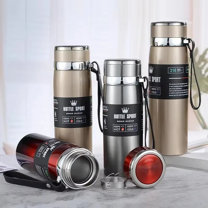 1L Thermal Thermos Water Bottle Cold and Hot Coffee Thermal Thermos Vacuum Flasks Bottle Stainless Steel Thermos Bottle Gifts