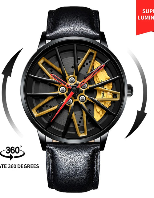 Load image into Gallery viewer, Original 3D Real Man Watches Waterproof Rotate Watches Car Rim Watch Quartz Men&#39;S Sports 360° Rotate Wheel Watches for Men Clock
