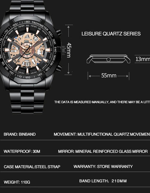 Load image into Gallery viewer, Luxury Hollow Non-Mechanical Business Quartz Men Watches 30M Waterproof Trendy Hollow Design Classics Men Watches S033
