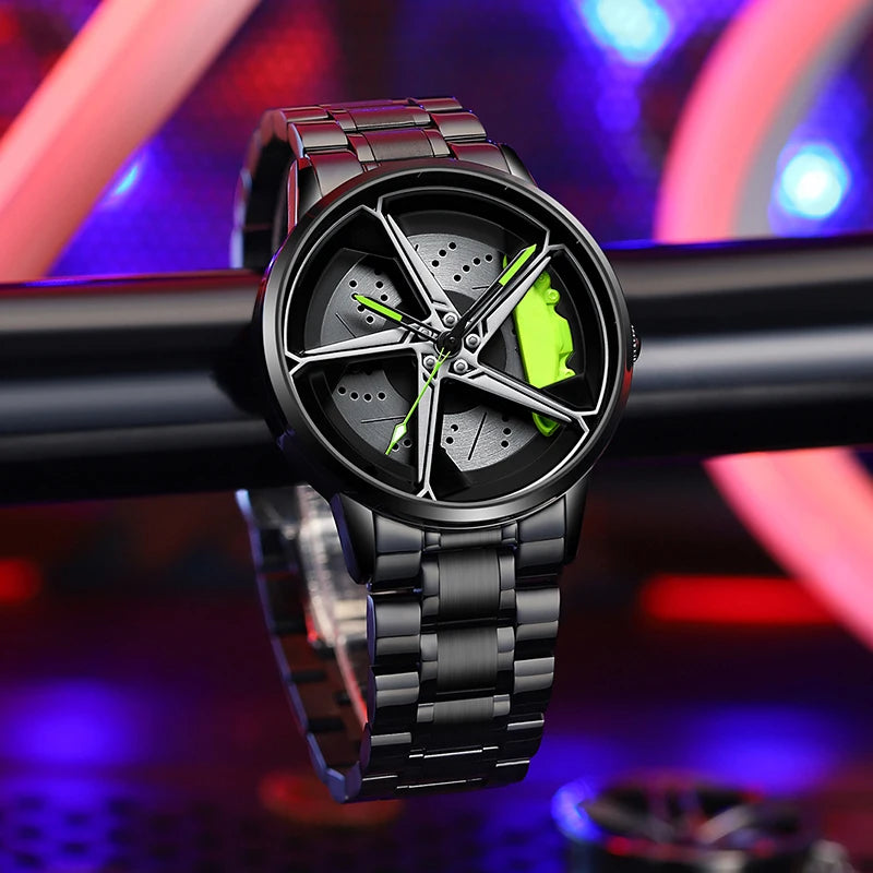 Original 3D Real Man Watches Waterproof Rotate Watches Rim Watch Spinning Men'S Sports 360° Rotate Wheel Watches for Men Clocks