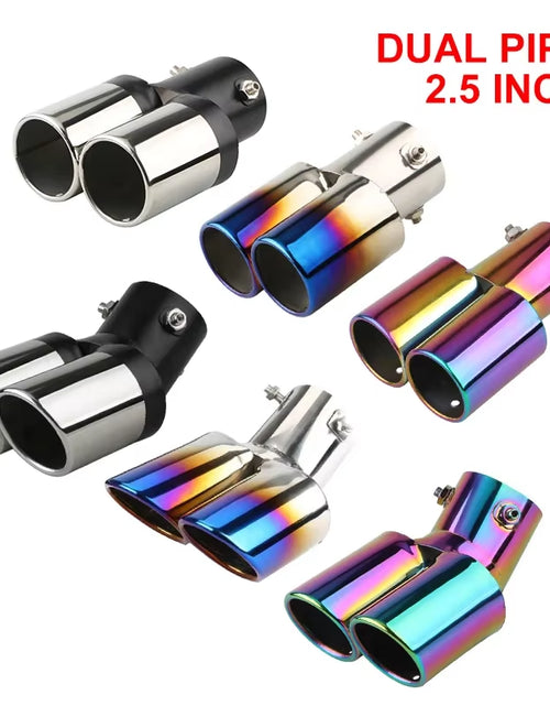 Load image into Gallery viewer, Tailpipe Tailpipe General Exhaust Stainless Steel Exhaust Hood Exhaust Cylinder Double Muffler Modified Auto Accessories
