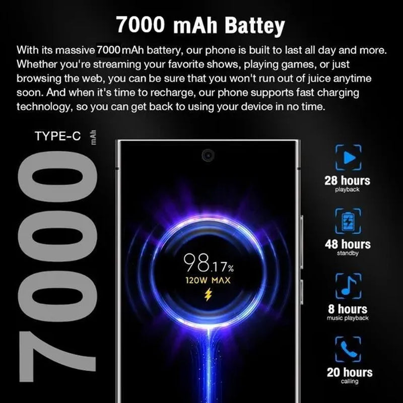 S24 MAX High-End Smartphone Global 4G Edition,7000Mah Ultra Long Battery Life,50Mp Auto Focus 50+108Mp,7.3-Inch HD Screen Android Phone,Built-In Stylus