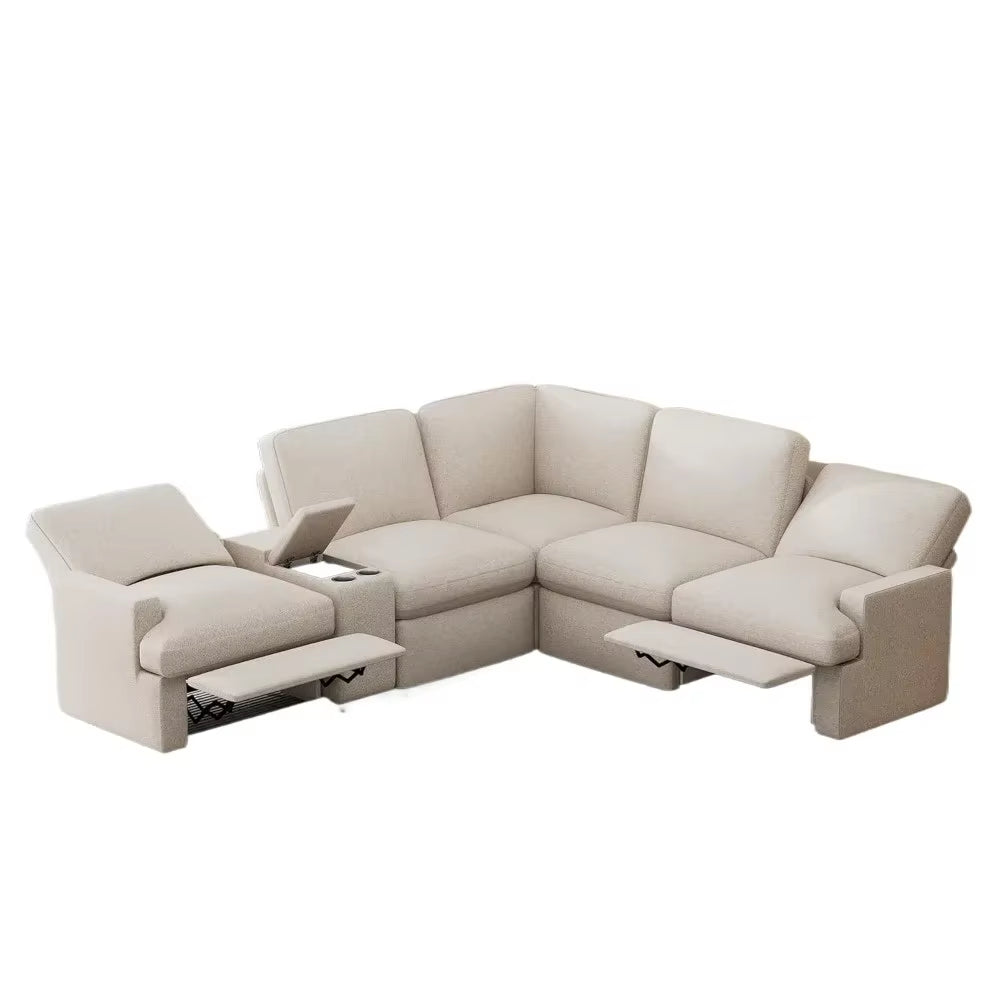 Recliner，Power Recliner Corner Sofa with Storage Box, 104'' Sectional Couches with USB Ports, Cup Holders and Power Socket,