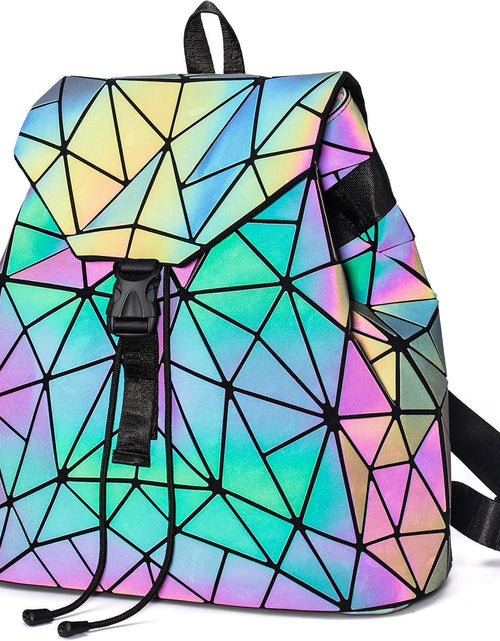 Load image into Gallery viewer, Women Geometric Luminous Backpack Handbag Fashion Shoulder Bag Lingge Flash Travel Rucksack
