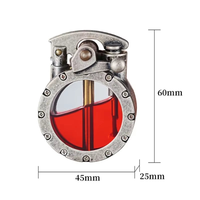 New Retro Transparent Oil Tank Metal Rocker Kerosene Lighter Personality Windproof Cigarette Lighter Men Collection Gifts