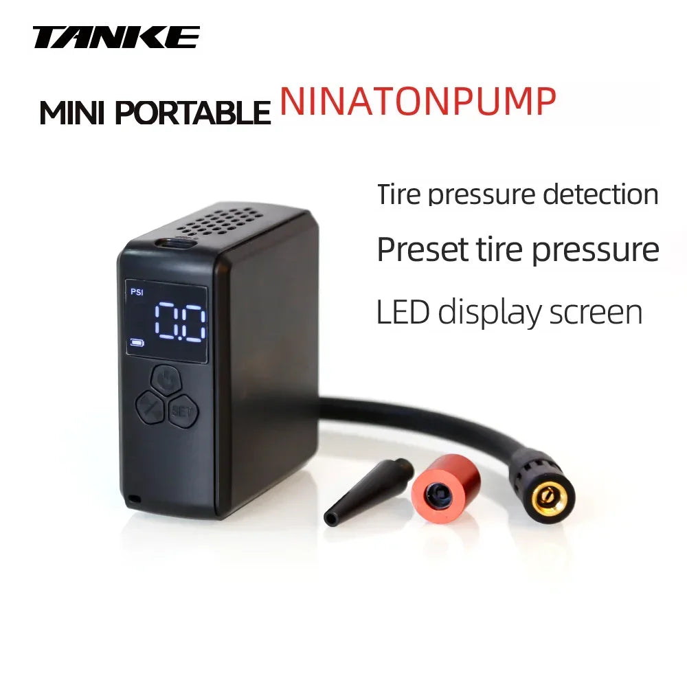 TANKE Mini Electric Bike Pump 150PSI Powerful Air Compressor Pressure Display Car Motocycle MTB Road Bike Tire Inflator with LCD